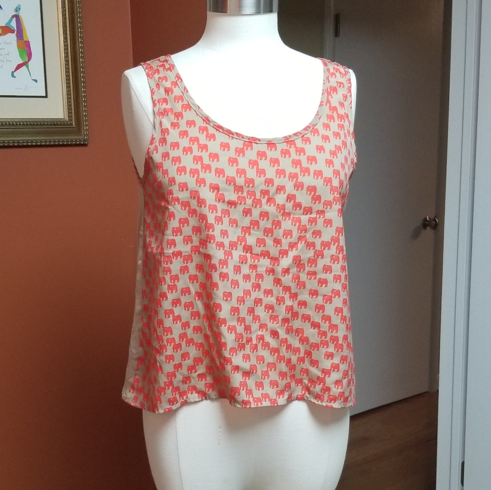B Jewel orange elephant blouse